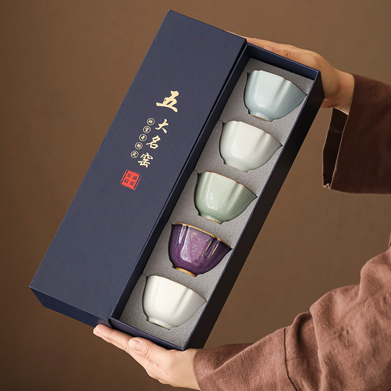 Celadon Ceramic Cup - Пять знаменитых печей, 5 чашек, чайный