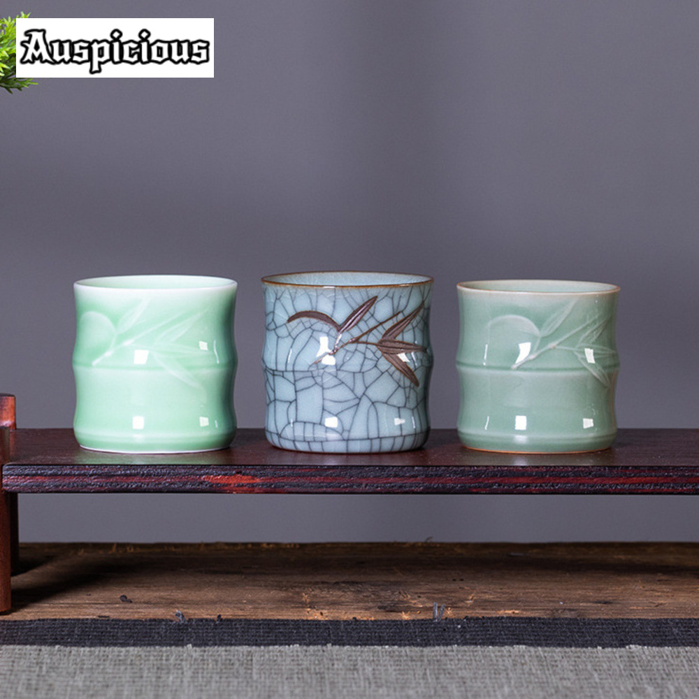 Celadon Ceramic Cup - Креативная керамическая чашка в форме бамбуковых